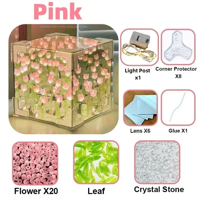 Tulip Mirror Cube Lamp Simulation Flower
