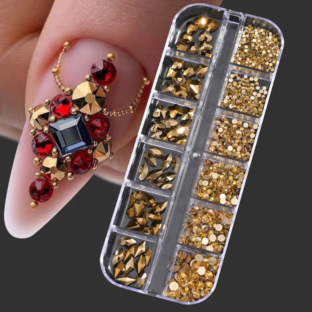 12Gird 3D Glass Crystal Nail Art
