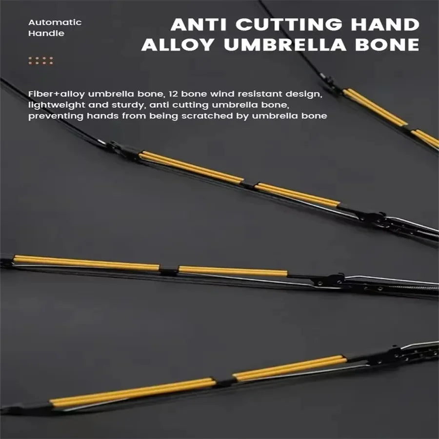 Black Automatic Folding Umbrella with UV Protection & Durable Frame