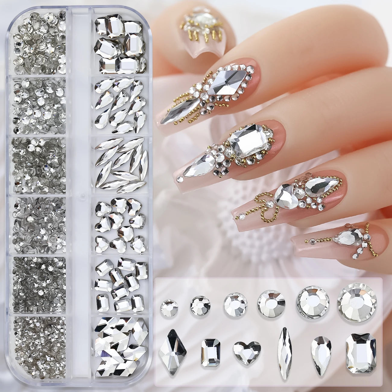 12Gird 3D Glass Crystal Nail Art