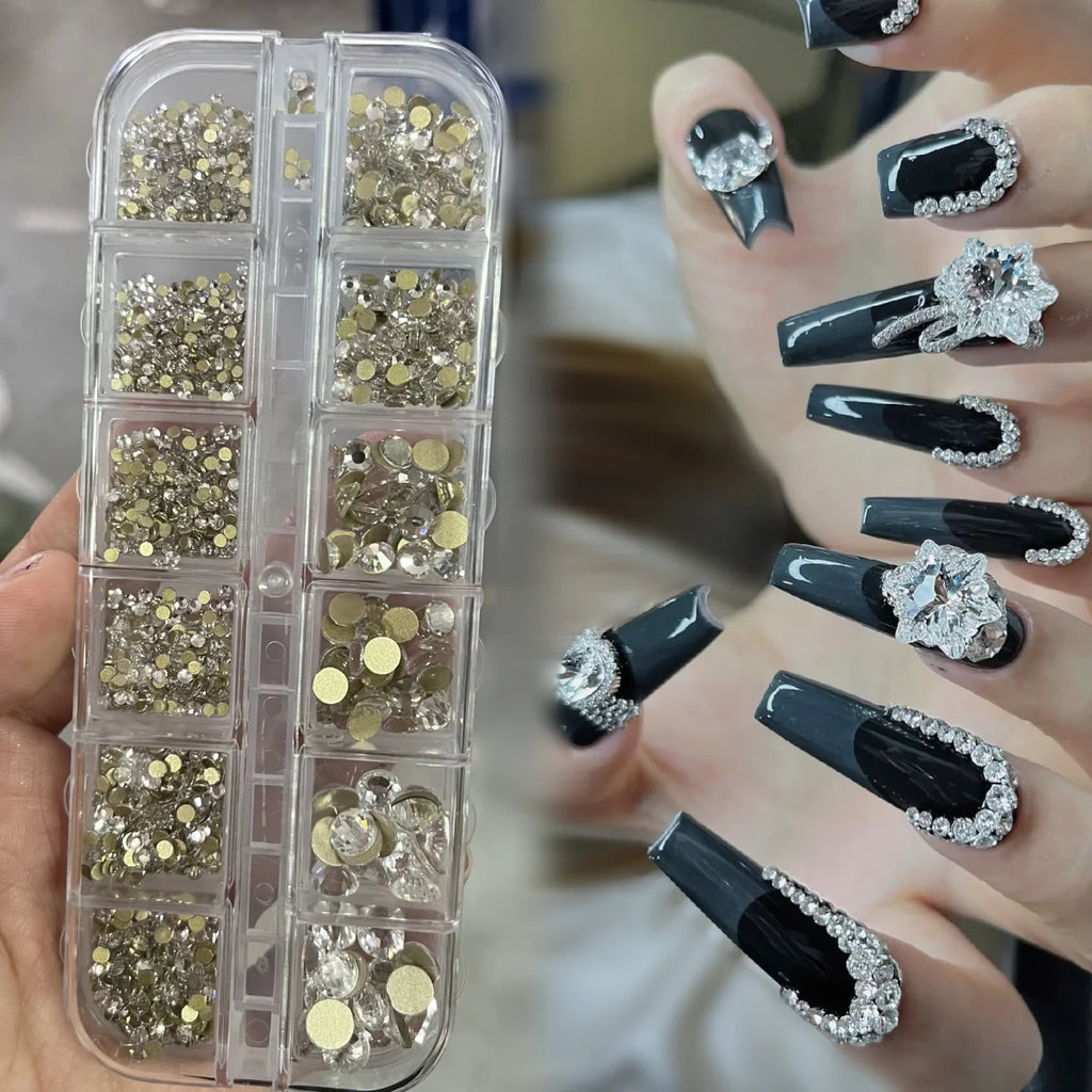 12Gird 3D Glass Crystal Nail Art