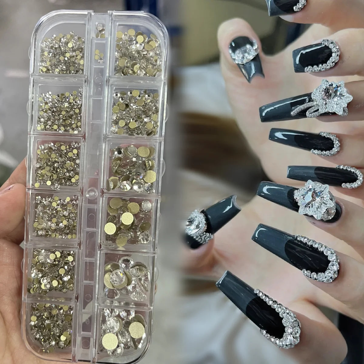 12Gird 3D Glass Crystal Nail Art