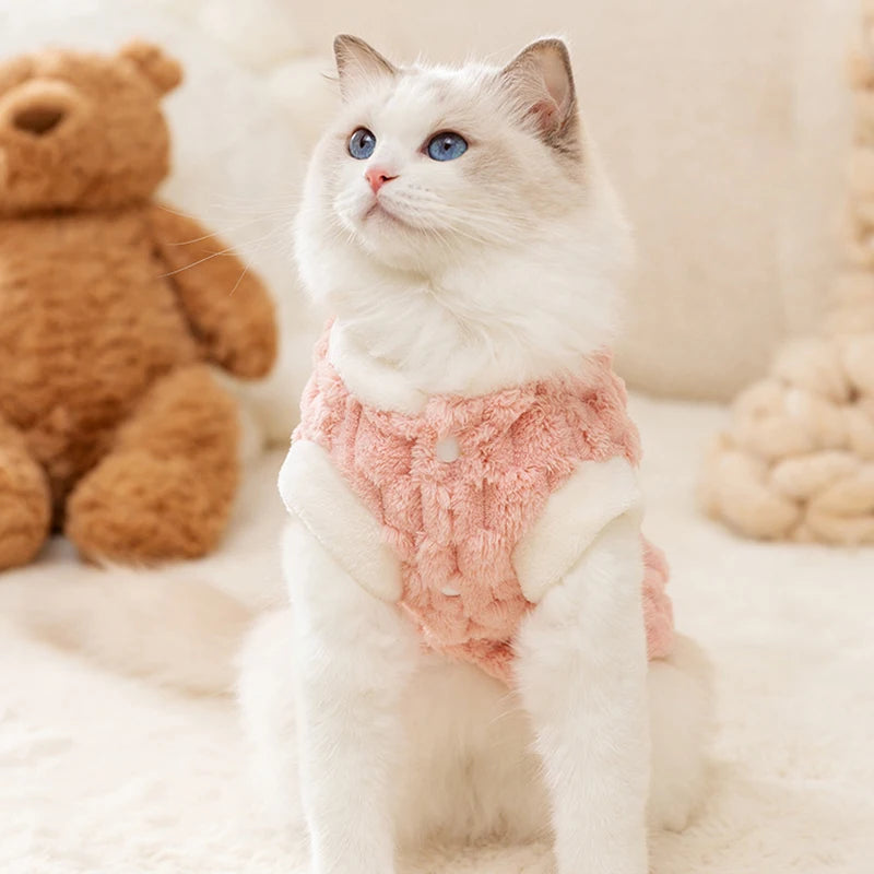 Winter Warm Cat Clothes Sweater with Buckle