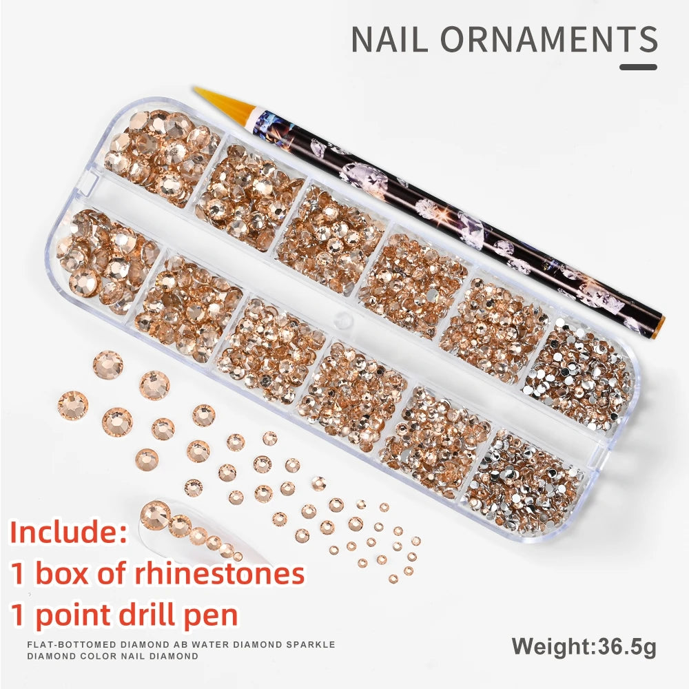 12Gird 3D Glass Crystal Nail Art