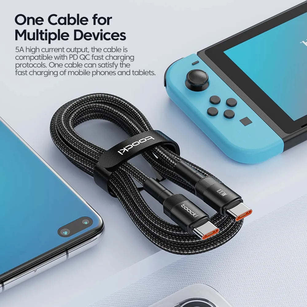 Toocki 100W Type C to USB C Cable PD Quick Charge 4.0