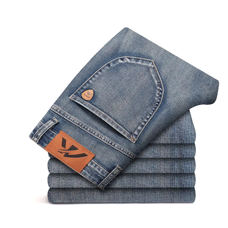 Premium Men's Fit Straight Casual Trousers Vintage Cotton Stretch Jeans