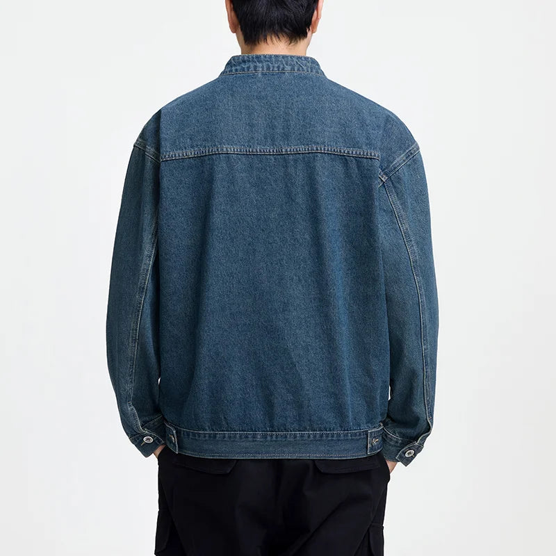 Men’s Casual Denim Jacket – Zipper Loose High Street Workwear