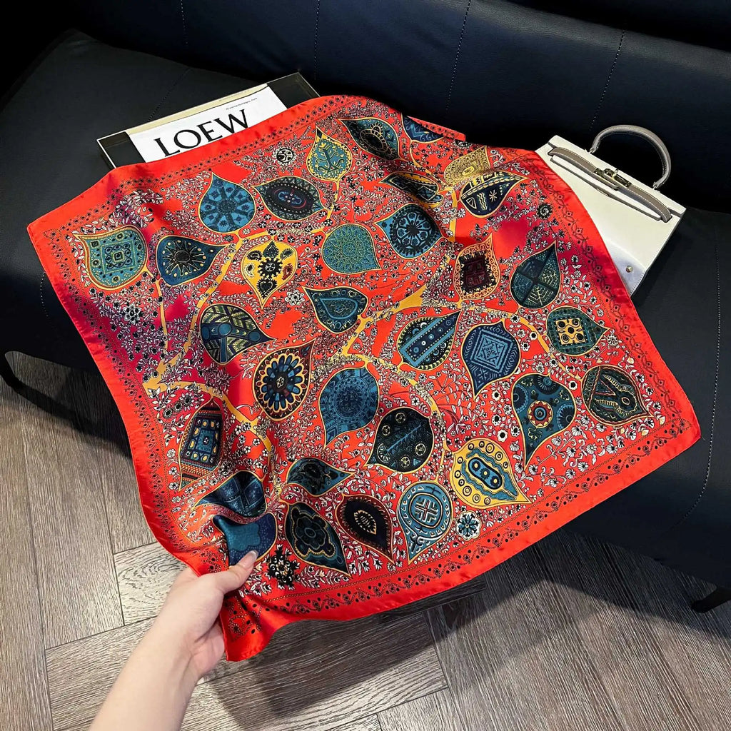 Luxury  Square Scarf Soft Satin For Women
