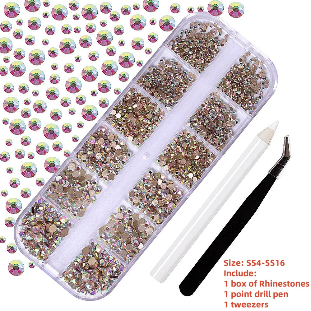 12Gird 3D Glass Crystal Nail Art