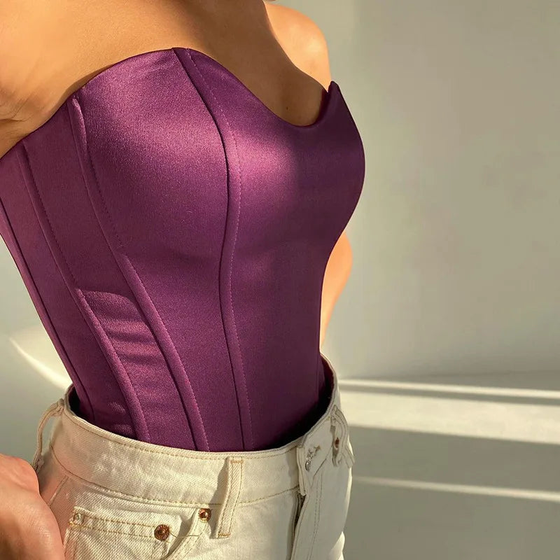 Elegant Slim Corset Cropped Top Strapless