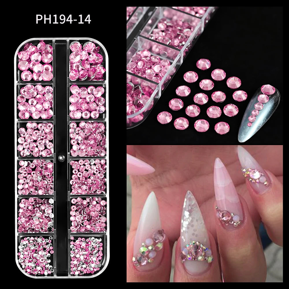 12Gird 3D Glass Crystal Nail Art