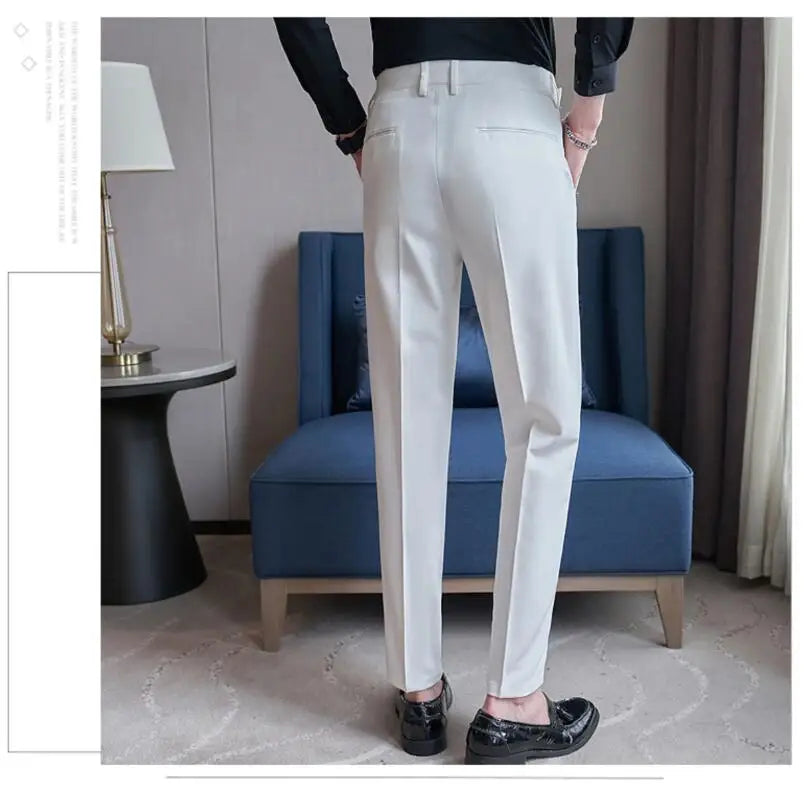 Men’s Slim Dress Pants – Adjustable Waist Business & Wedding Style