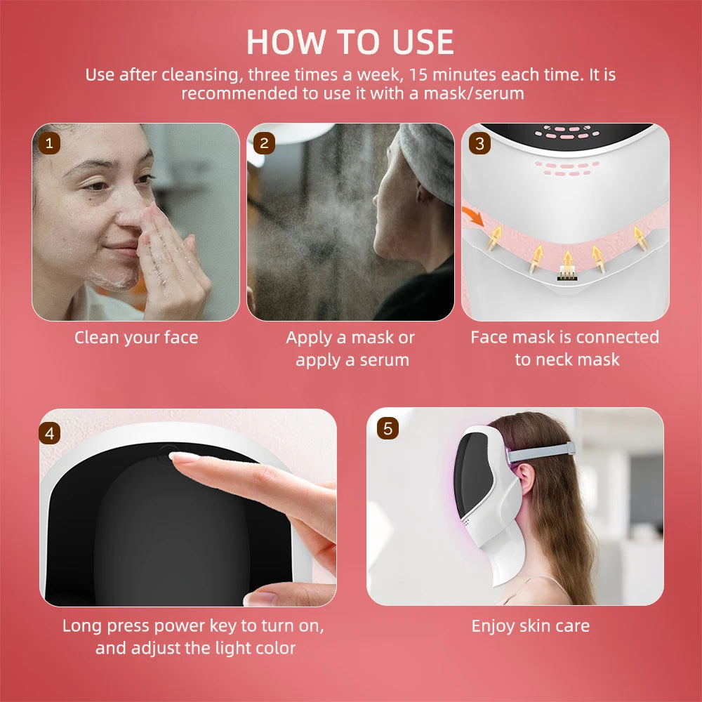 7 Colors LED Lifting Rechargeable Face Neck Mask