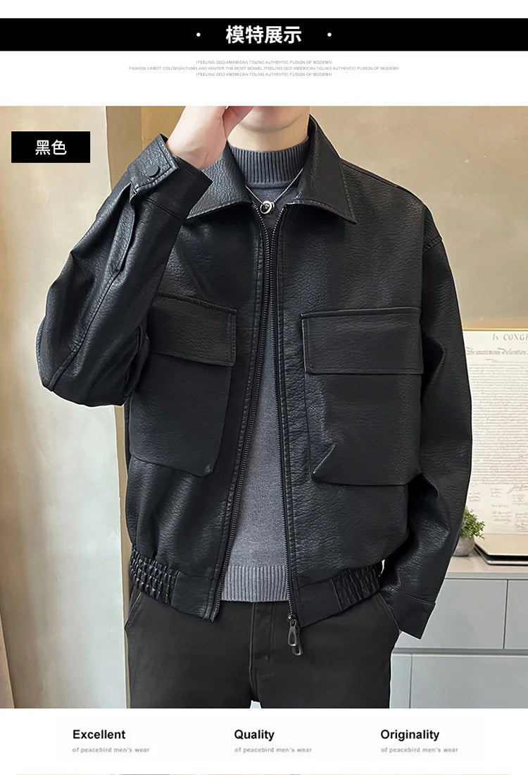 Men’s PU Leather Motorcycle Jacket