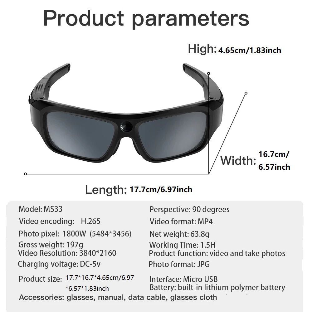 4K HD Cycling & Outdoor Smart Glasses Camera