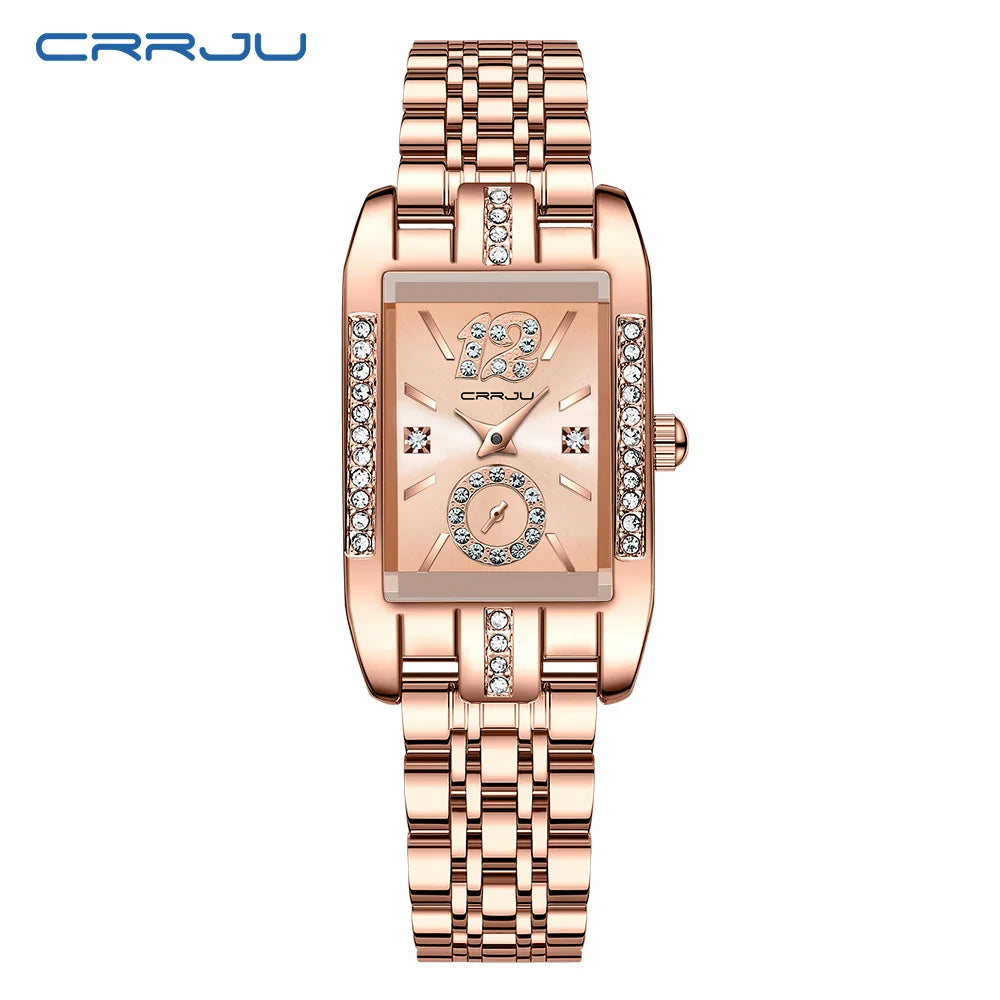 CRRJU Luxury Rectangle Womens Waterproof Watches