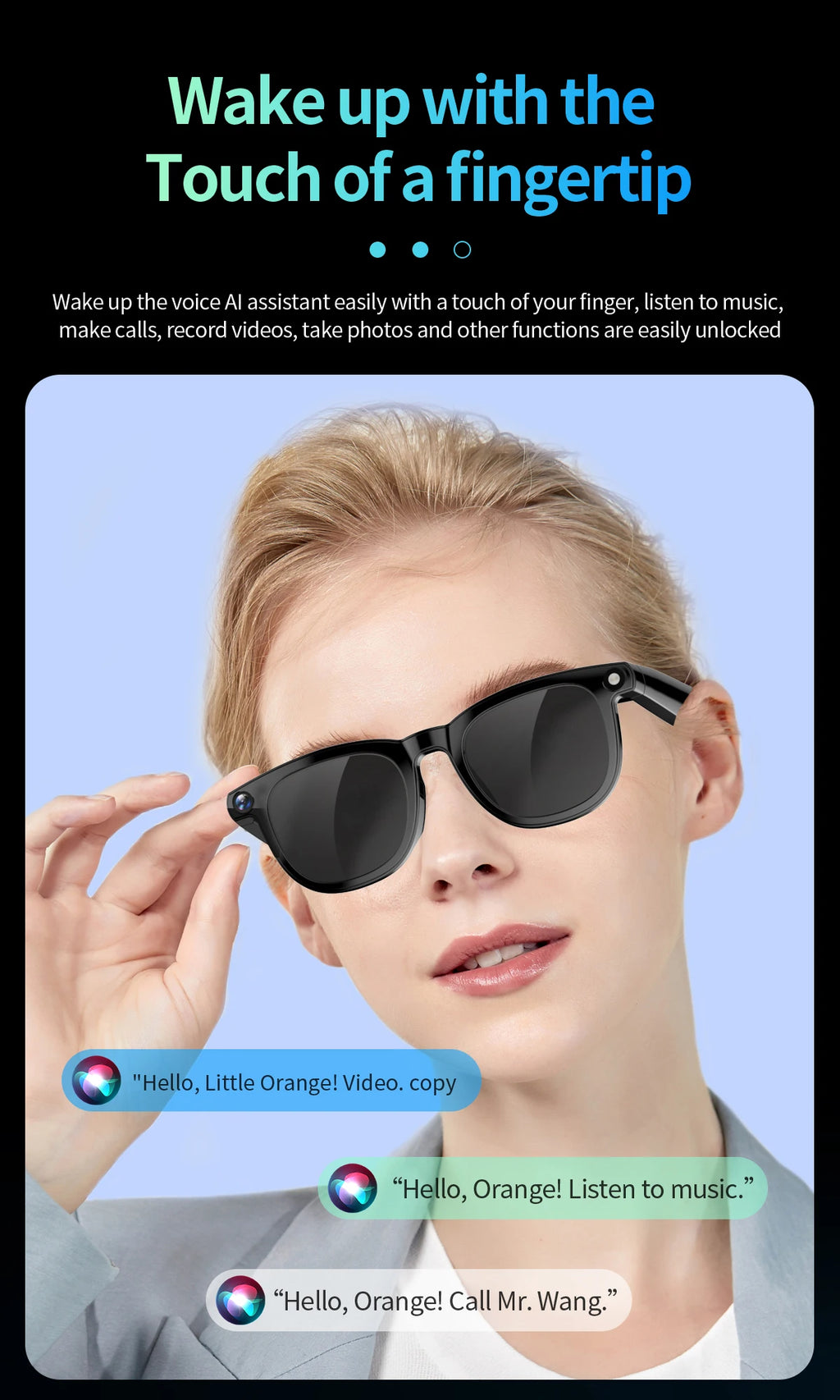 2-in-1 4K AI smart glasses with camera, calls, translation, and Bluetooth