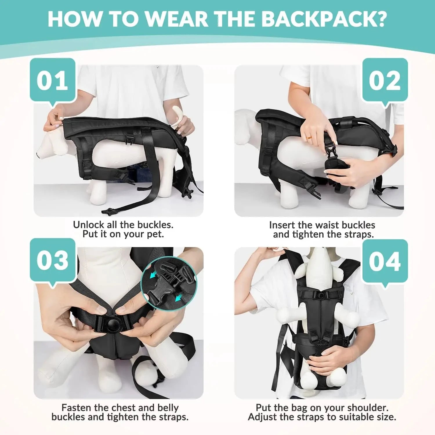 Premium Adjustable Hands-Free Dog Carrier Backpack – Front-Style, Comfortable & Portable