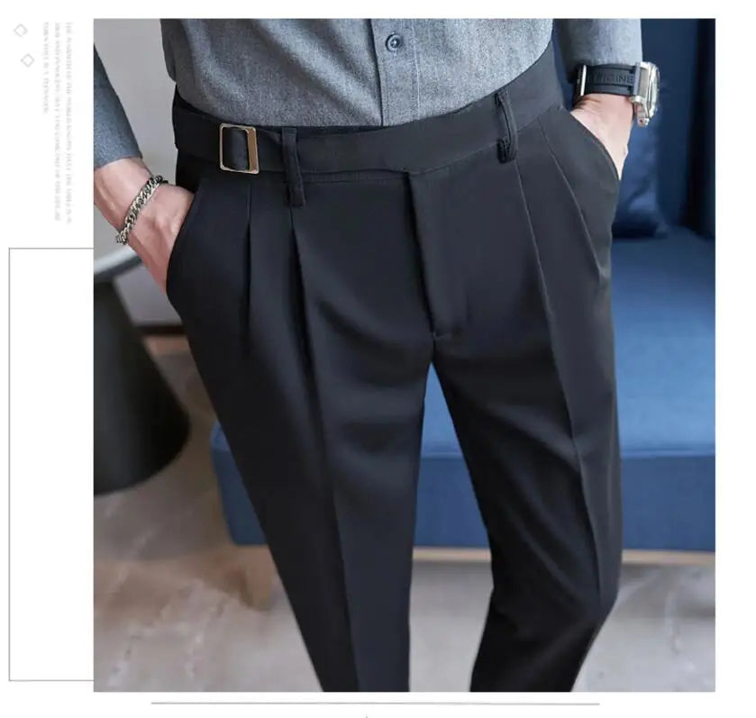 Men’s Slim Dress Pants – Adjustable Waist Business & Wedding Style