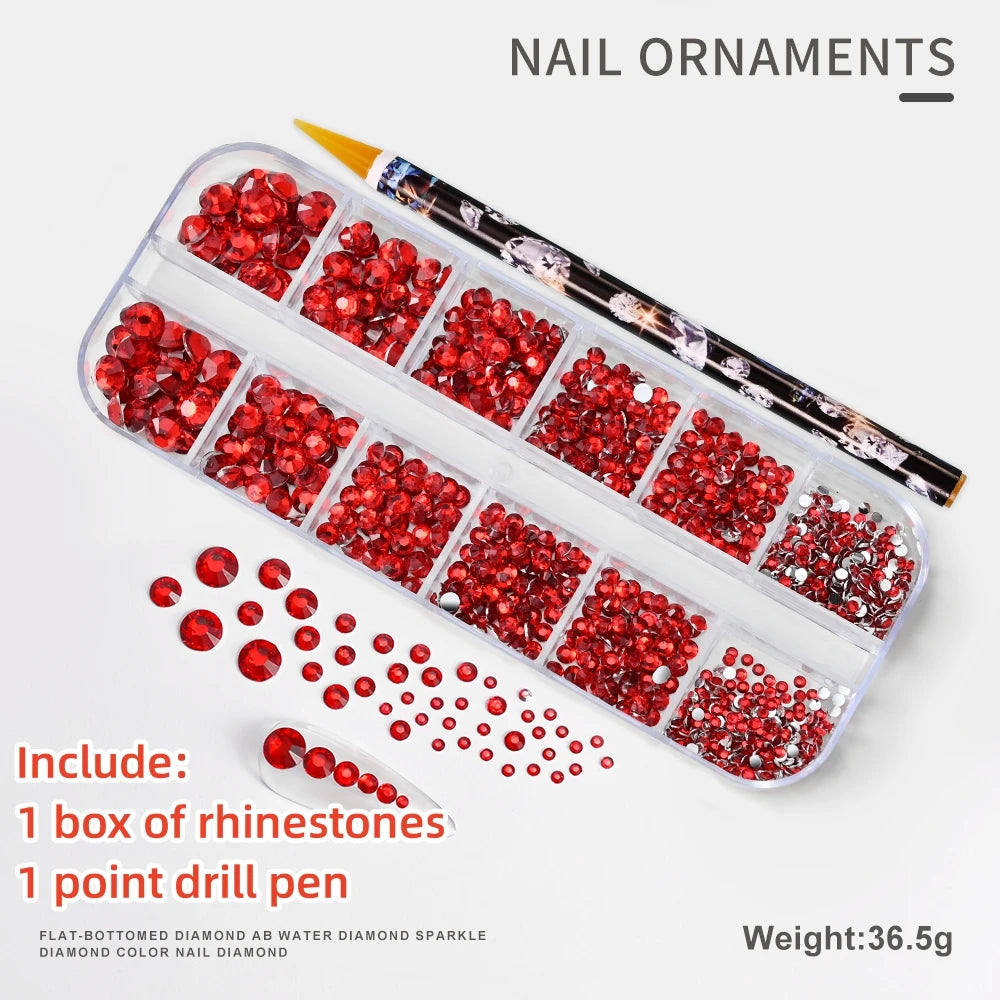 12Gird 3D Glass Crystal Nail Art