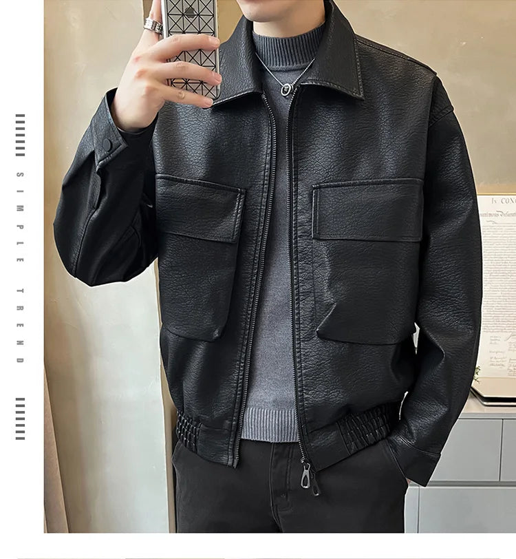 Men’s PU Leather Motorcycle Jacket
