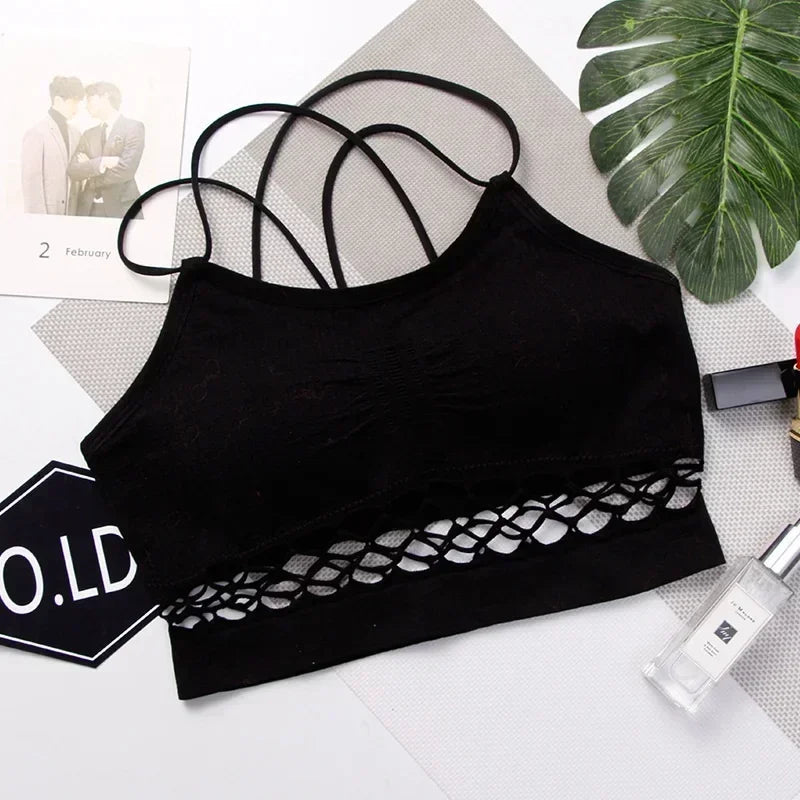 Women’s Cross Strap Push Up Sports Bra – Breathable Gym Crop Top