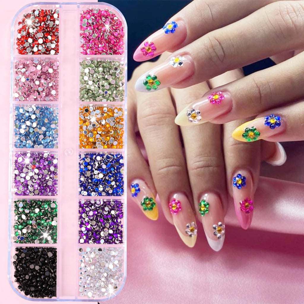 12Gird 3D Glass Crystal Nail Art