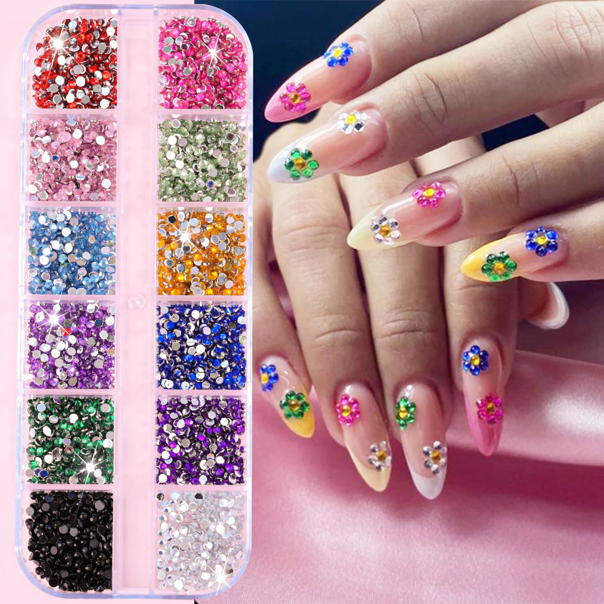 12Gird 3D Glass Crystal Nail Art