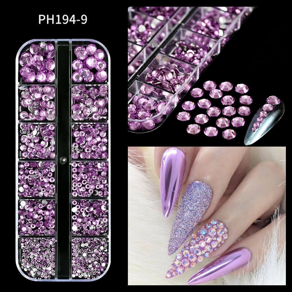 12Gird 3D Glass Crystal Nail Art