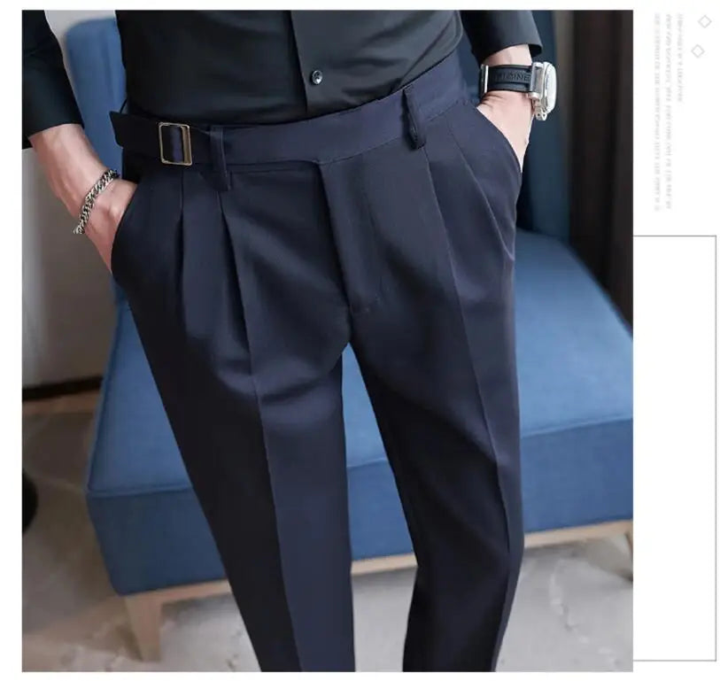 Men’s Slim Dress Pants – Adjustable Waist Business & Wedding Style
