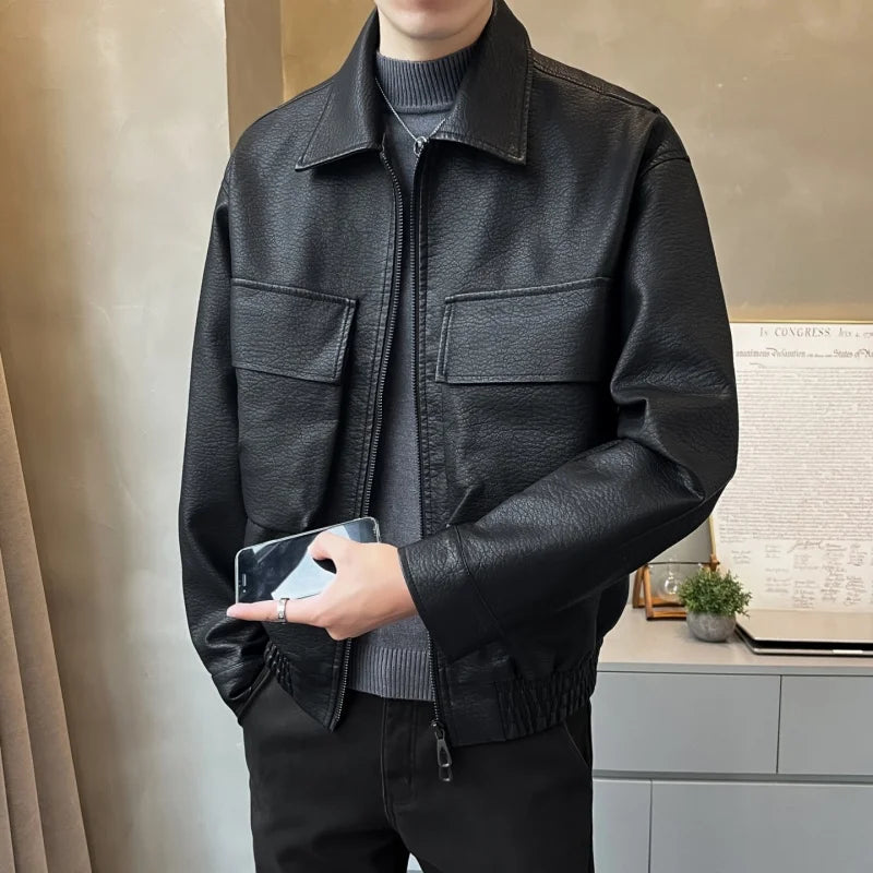 Men’s PU Leather Motorcycle Jacket