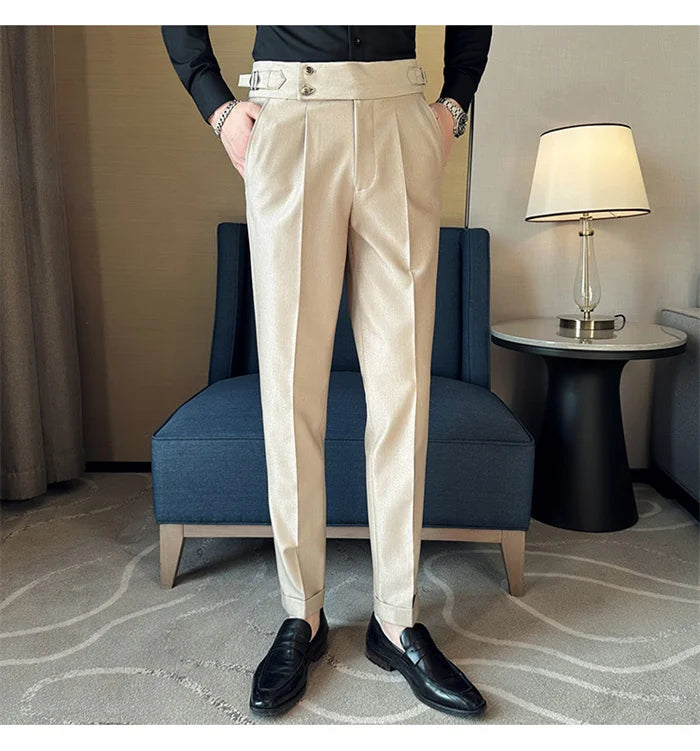 Men’s Slim Dress Pants – Adjustable Waist Business & Wedding Style