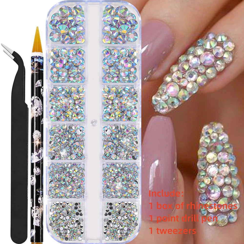 12Gird 3D Glass Crystal Nail Art