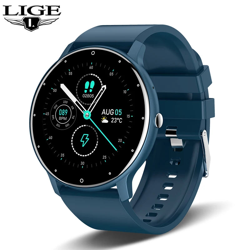 LIGE Smartwatch – Full Touch, Bluetooth Call, Waterproof Fitness Tracker for Android & iOS