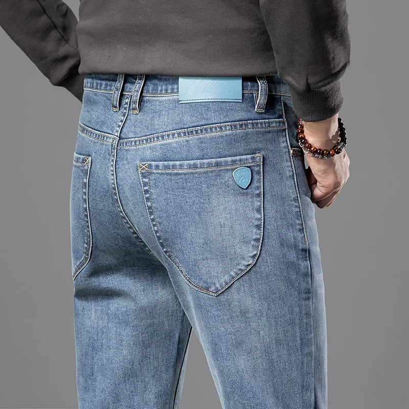 Premium Men's Fit Straight Casual Trousers Vintage Cotton Stretch Jeans