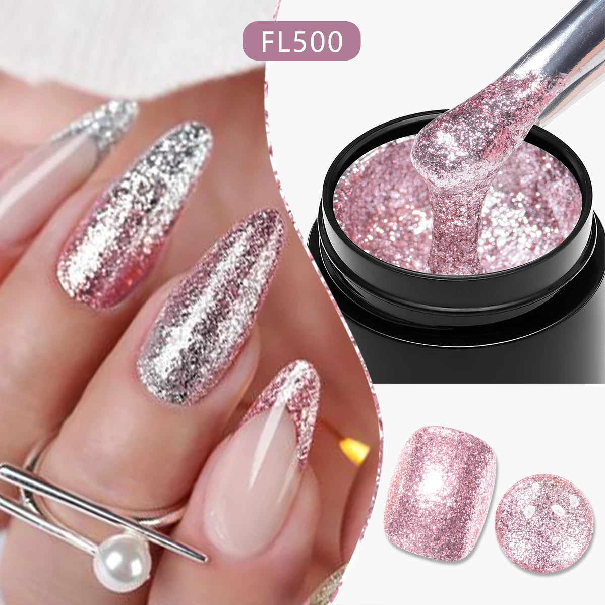 Four Lily 8ml Gold Sparkling Platinum Nail Gel Polish
