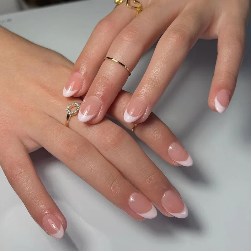 White French Press on Nails 3D Bowknot