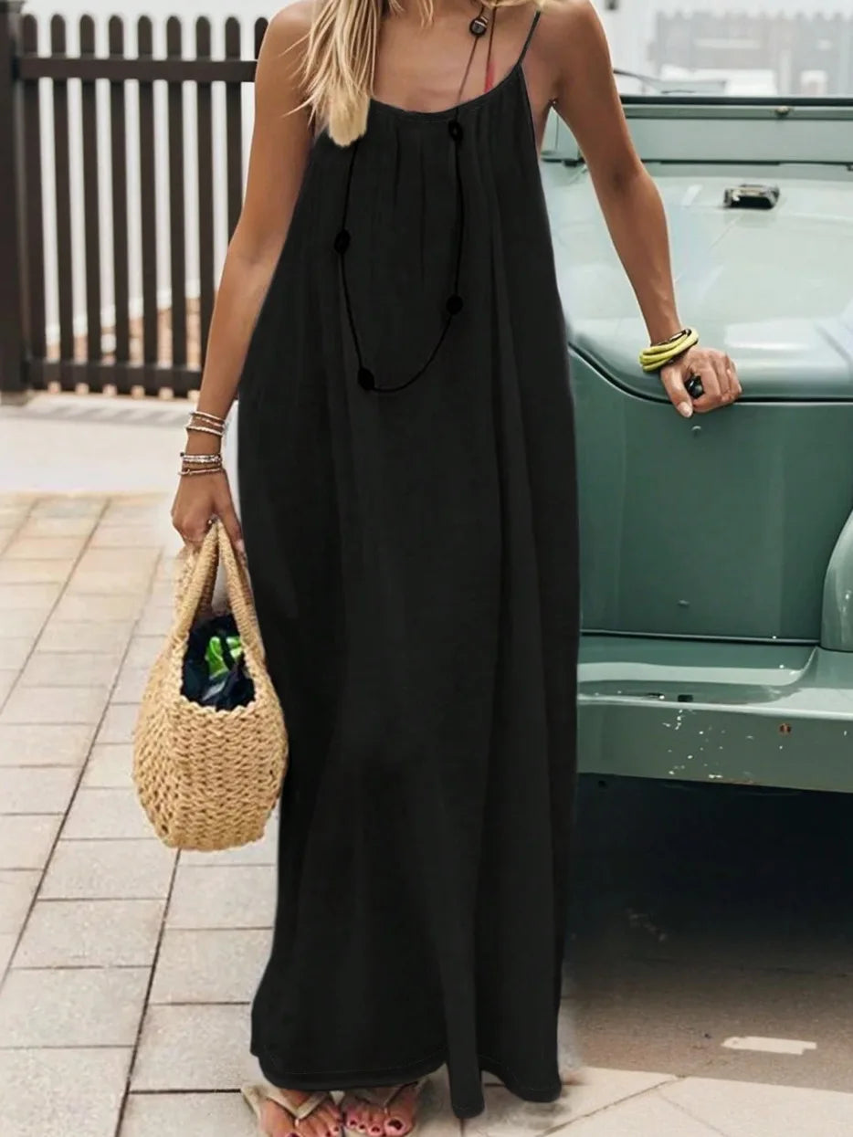 Women's Loose-Fit Spaghetti Strap Casual Summer Home Dress