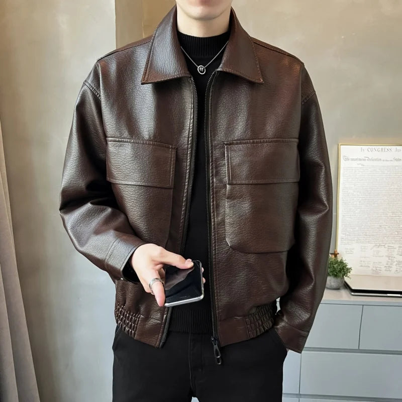 Men’s PU Leather Motorcycle Jacket