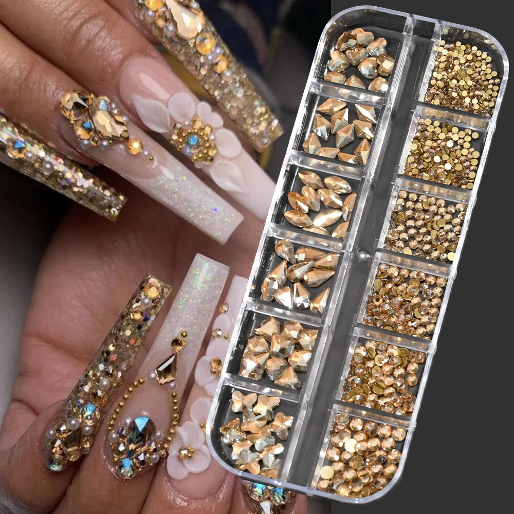 12Gird 3D Glass Crystal Nail Art