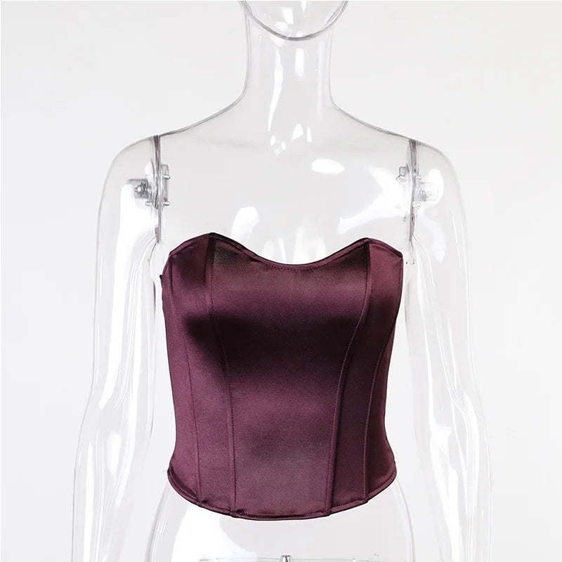 Elegant Slim Corset Cropped Top Strapless