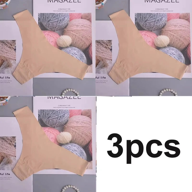 3PCS Women's Panties Ice Silk Underwear