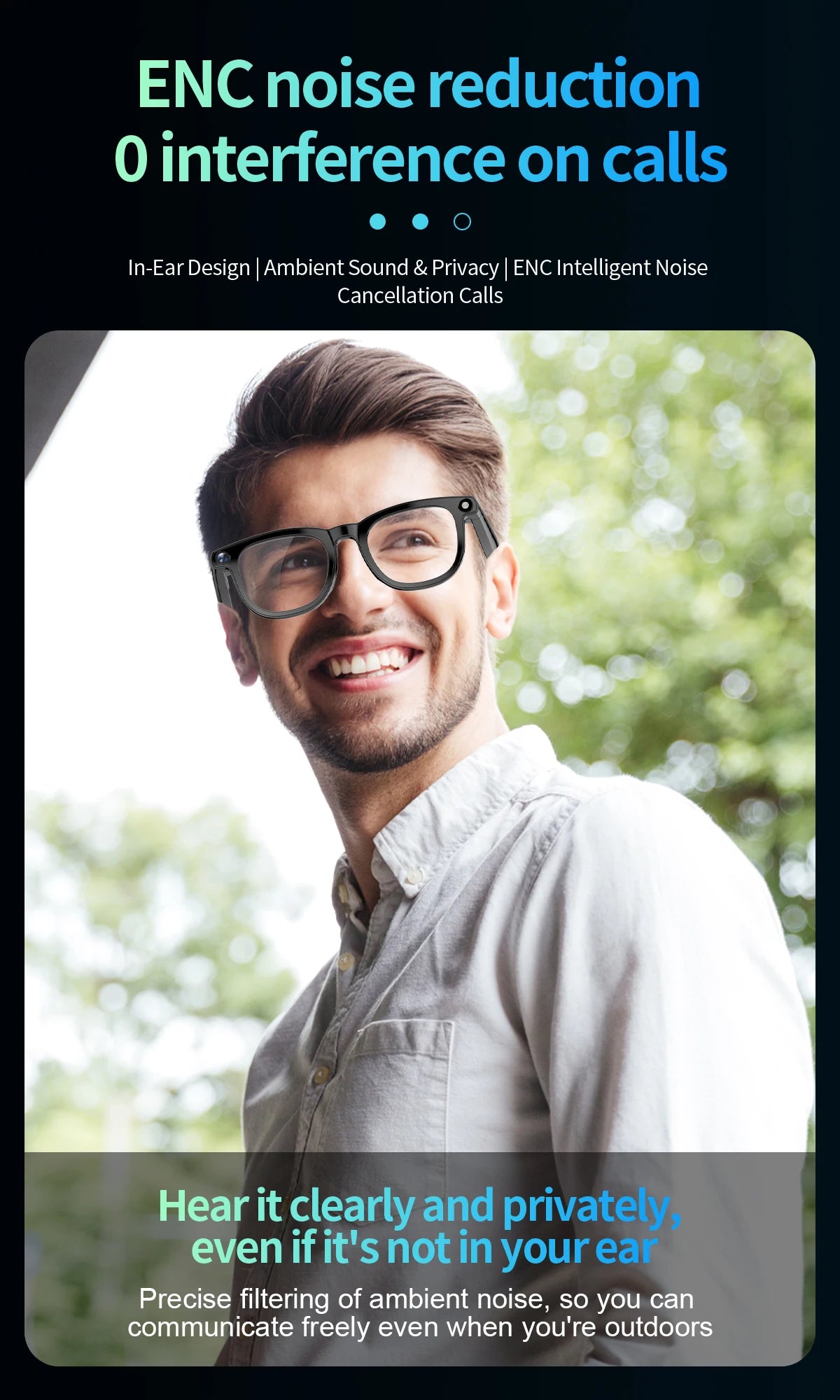 2-in-1 4K AI smart glasses with camera, calls, translation, and Bluetooth