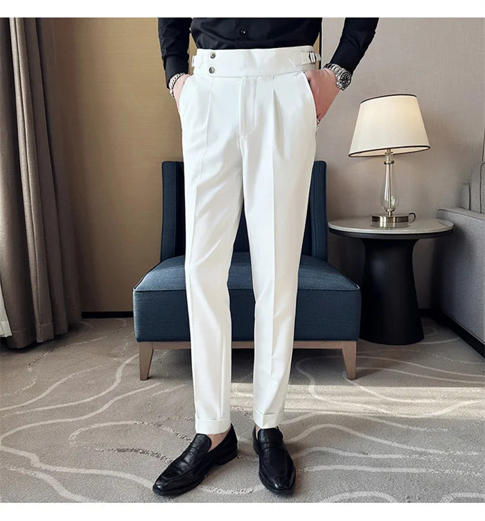 Men’s Slim Dress Pants – Adjustable Waist Business & Wedding Style