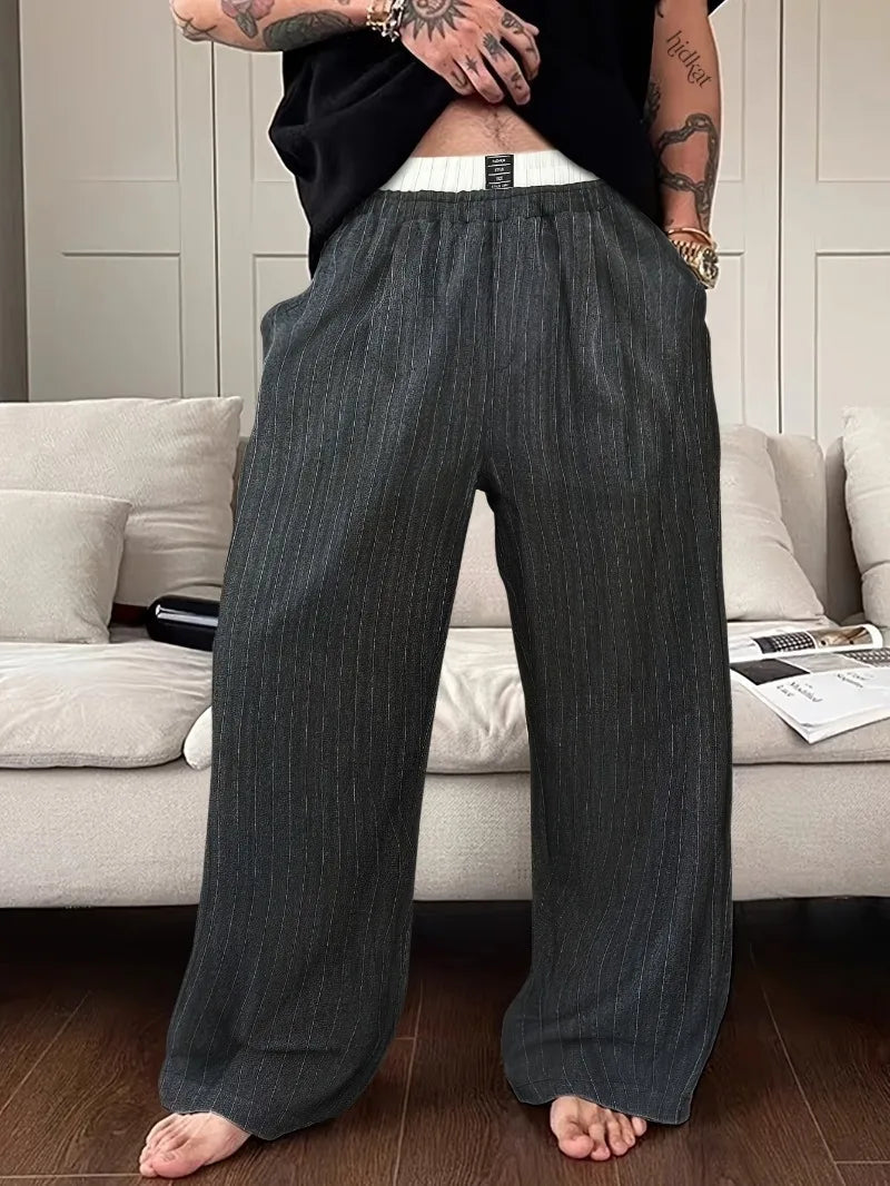 Men’s Double Waist Wide-Leg Trousers