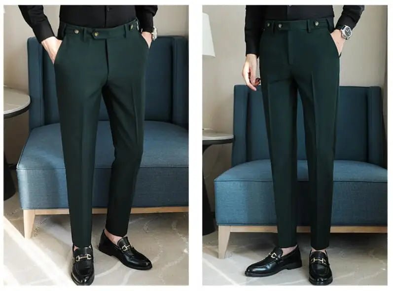 Men’s Slim Dress Pants – Adjustable Waist Business & Wedding Style
