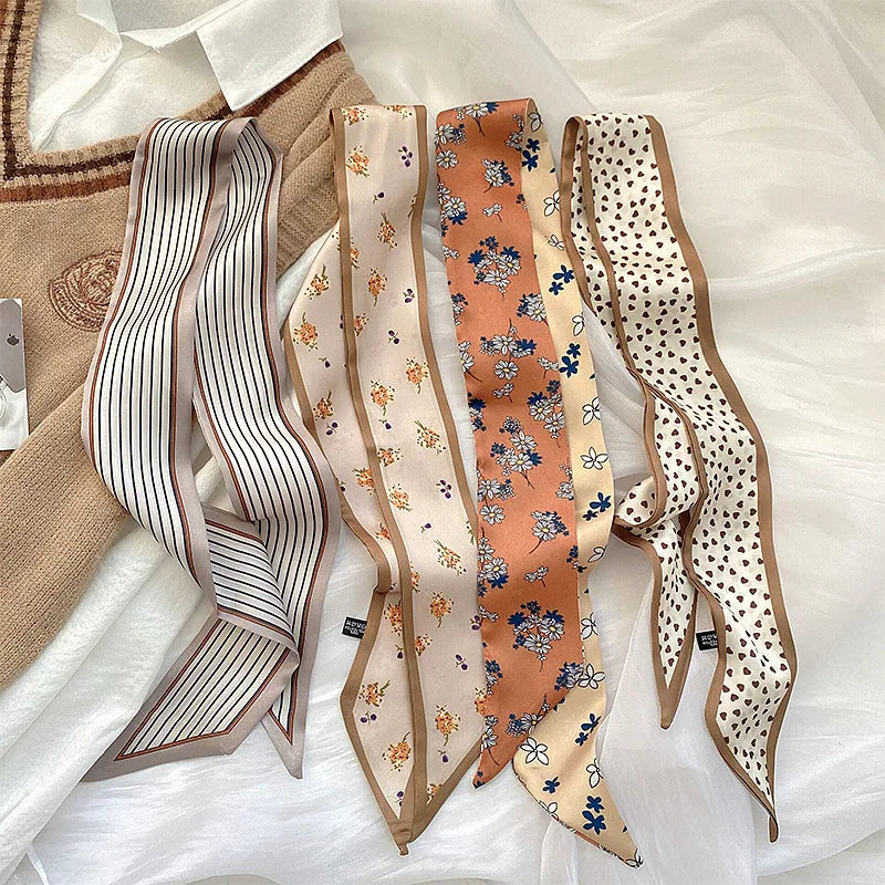 4pcs  Skinny Silk Scarf Hair Women  Band