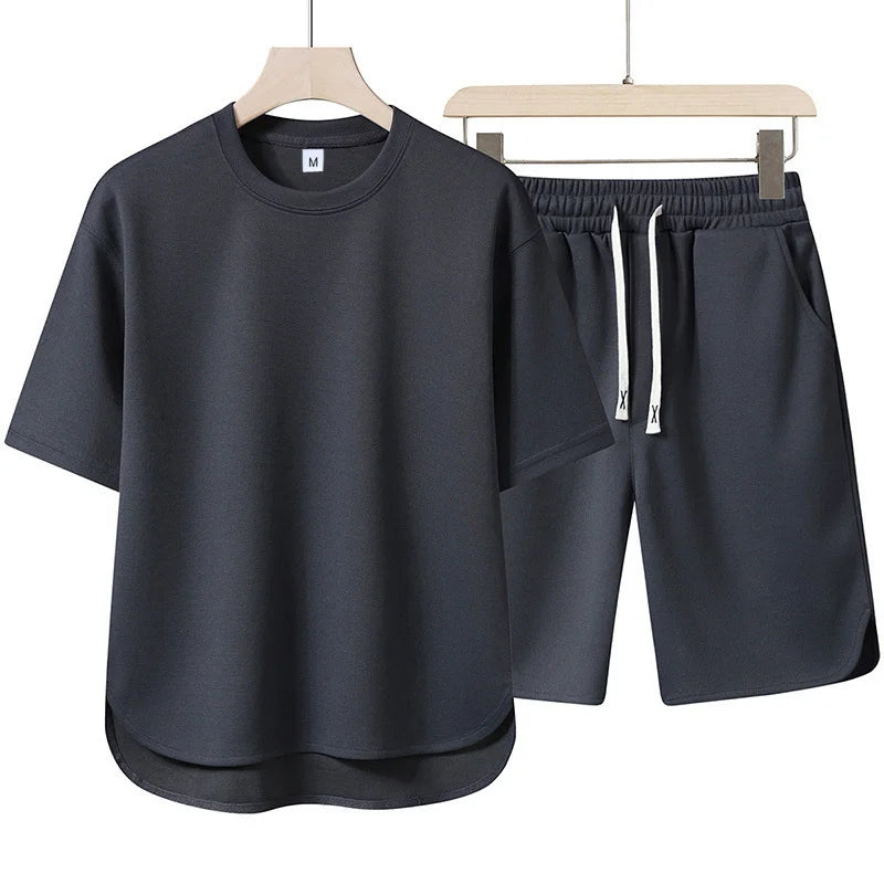 New Men Suit T-shirt+shorts Two Piece Set