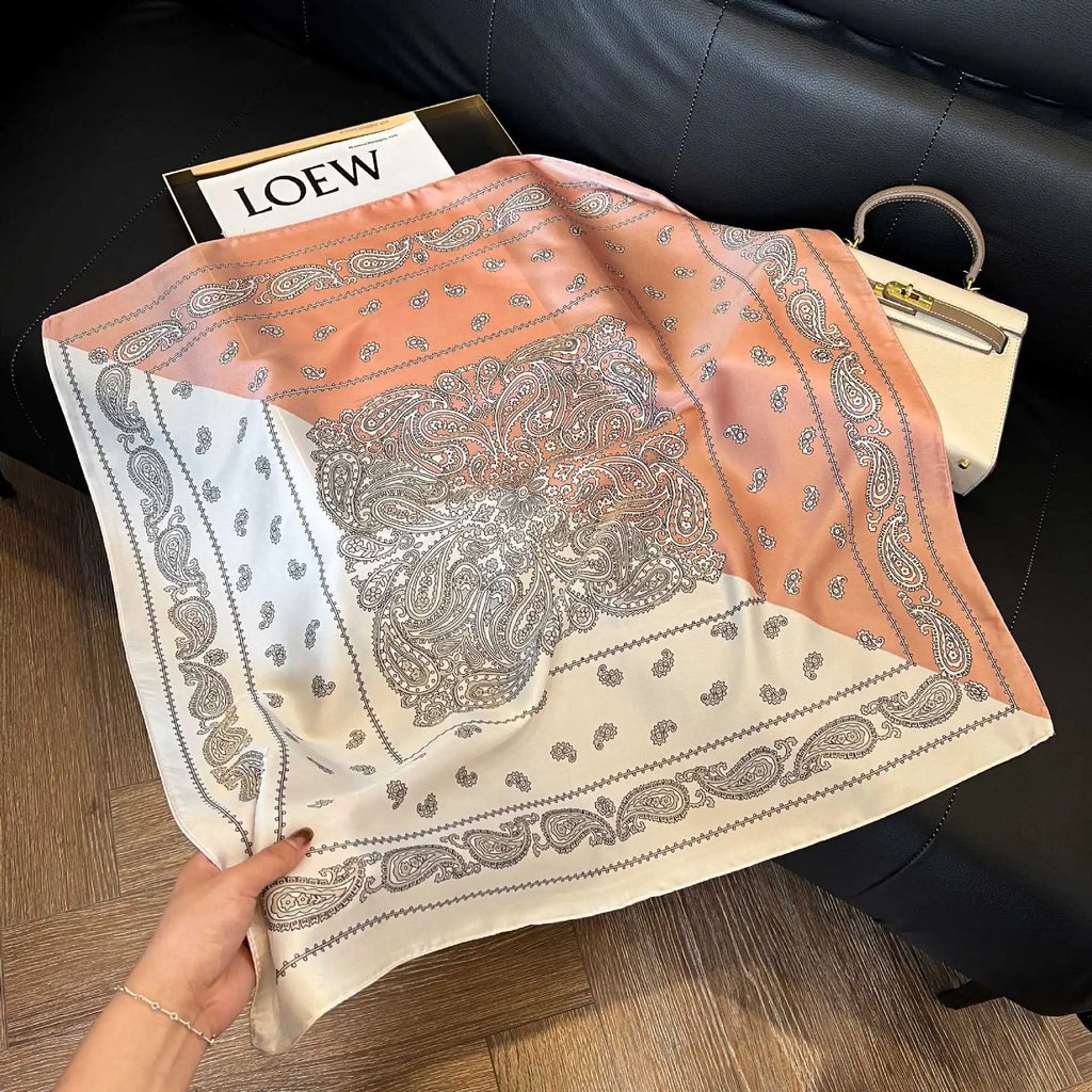 Luxury  Square Scarf Soft Satin For Women