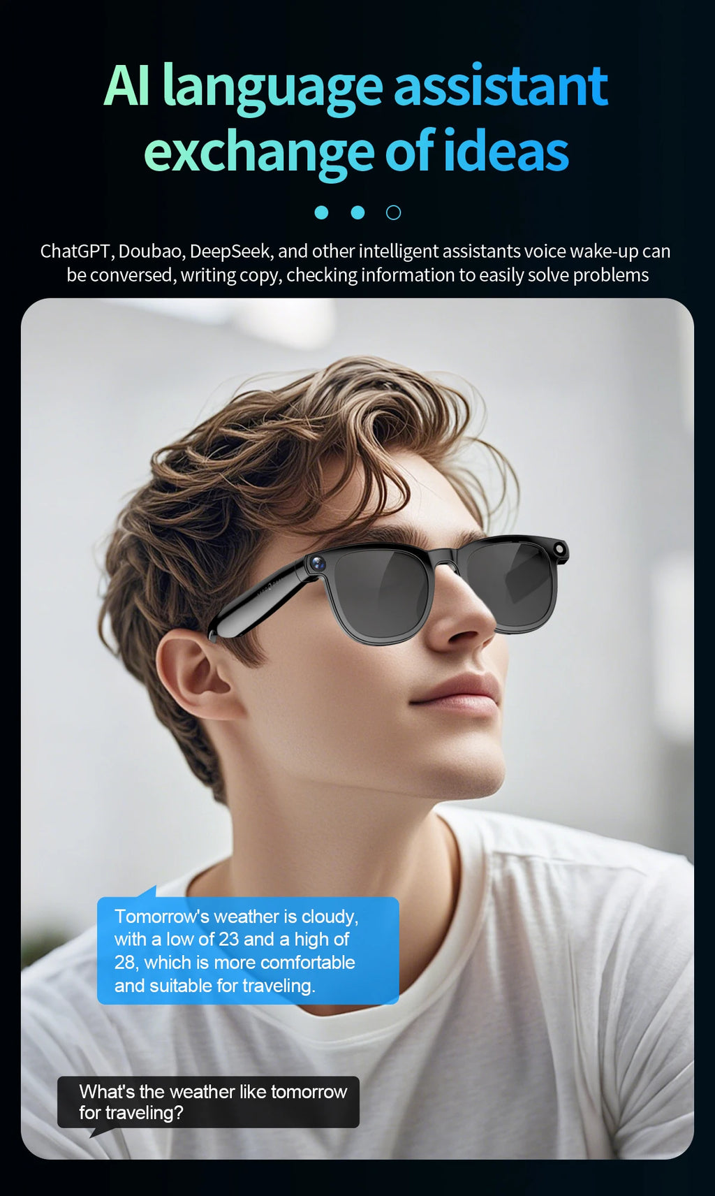 2-in-1 4K AI smart glasses with camera, calls, translation, and Bluetooth